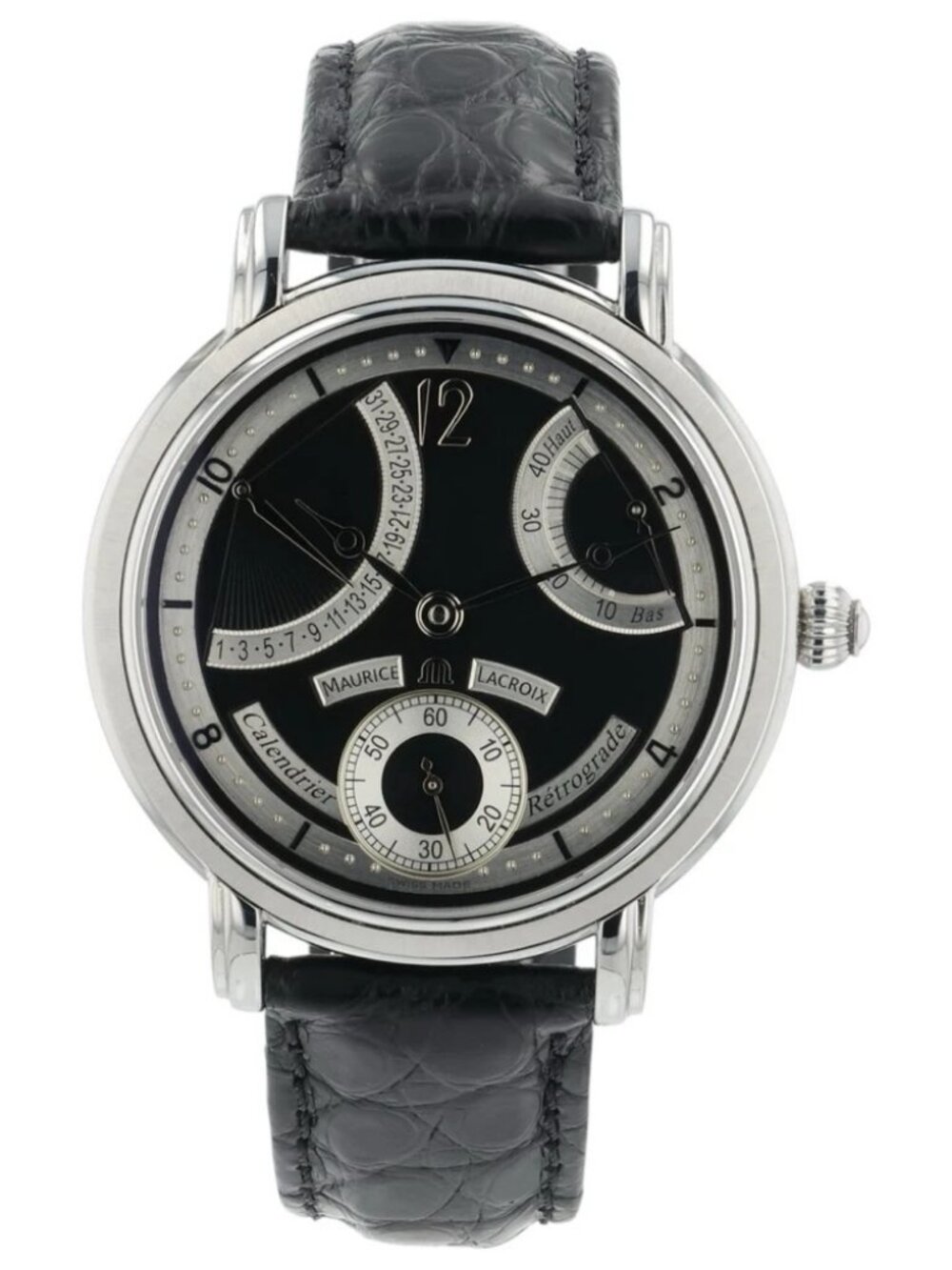 Maurice Lacroix Masterpiece Black Dial Stainless Steel 44mm Manual Wind